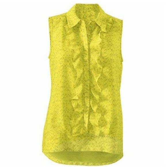 CAbi Tops - Cabi Reign Chartreuse Sleeveless Ruffle Blouse Top 3071 Size Small EUC
